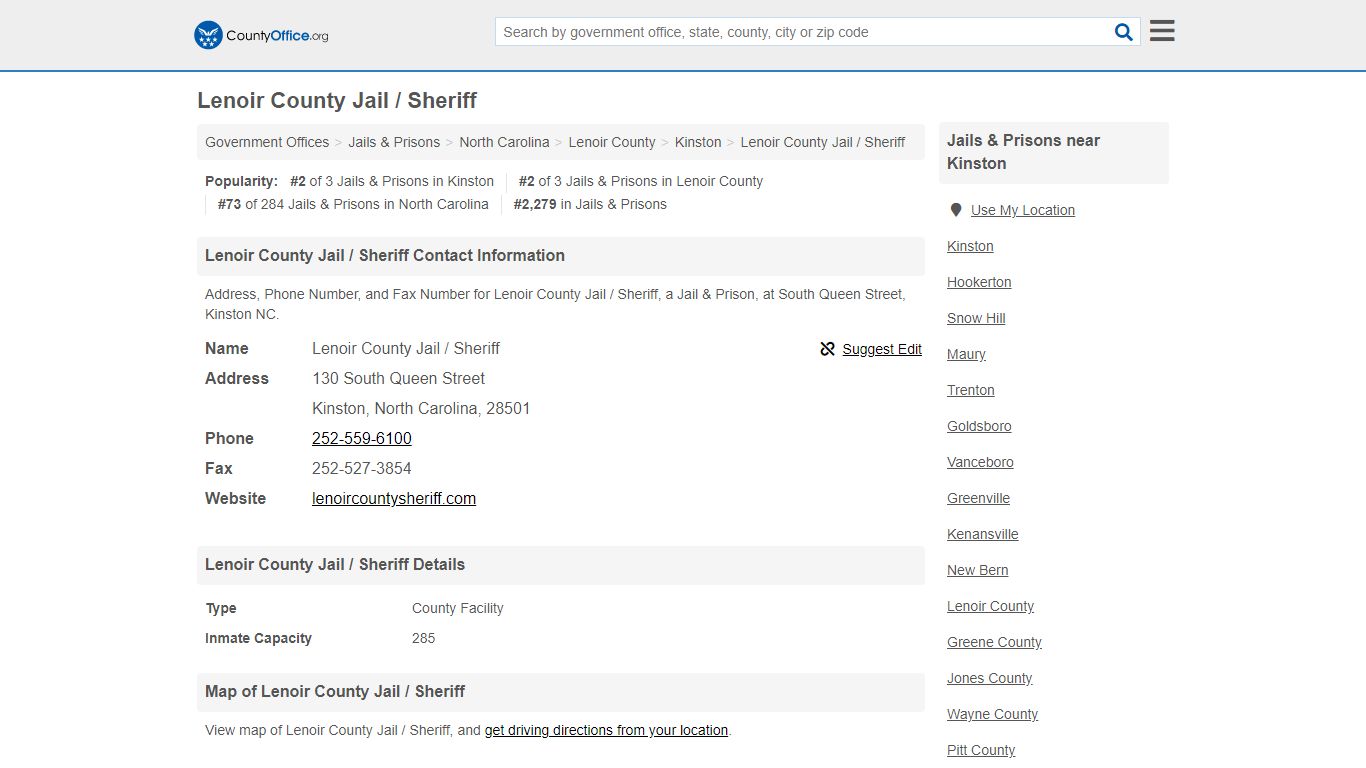 Lenoir County Jail / Sheriff - County Office